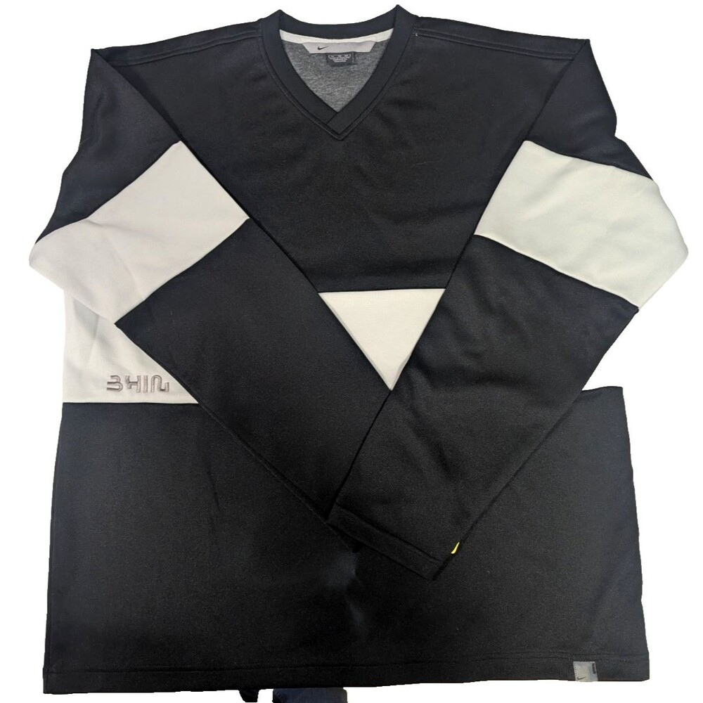 Nike Men's Long Sleeve Jersey Black & White Colorblock XL Vintage